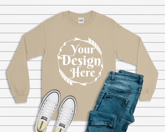 Gildan 2400 Long Sleeve Sand Unisex T-Shirt Tee Gildan 2400 Long Sleeve Sand Unisex T-Shirt Tee