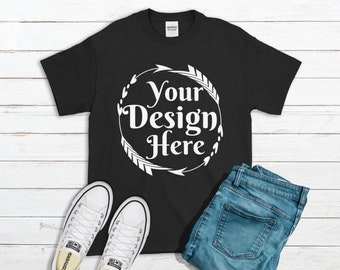 Download Black T Shirt Gildan Mockup 2000 Canvas Unisex Shirt Black ...