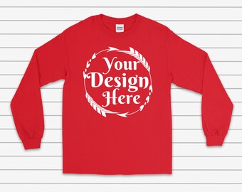 Download Gildan 2400 Long Sleeve Red Unisex TShirt Tee | Mock Up ...