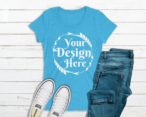Bella Canvas 8413 Aqua Triblend T-Shirt Mockup