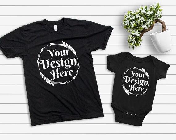 Mockup T-Shirt Black Parent Baby Mockup Mom Kid Flat Mockup T-Shirt Black Parent Baby Mockup Mom Kid Flat