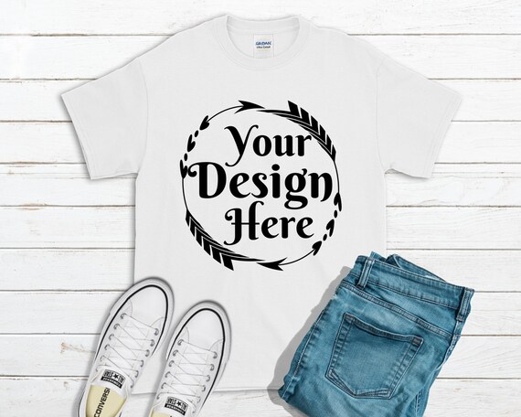 Download Free White T-Shirt Gildan Mockup 2000 Canvas Unisex Shirt ...