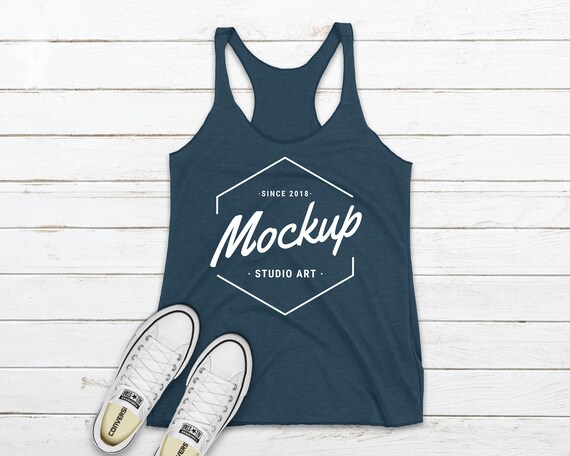 Next Level 6733 Indigo Mockup Racerback Tank Knotted Flat