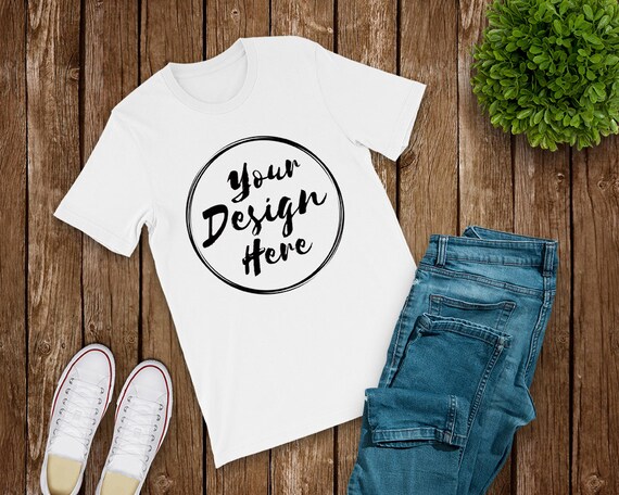 Download White Bella Canvas 3001 T Shirt Mockup With Shoes And Free 751594 Psd Mockup Templates Creative Best Design For Download PSD Mockup Templates