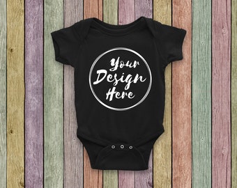 Download Blank Black Baby Onesie Mockup, Fashion Design Styled ...