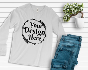 Download Bella Canvas 3501 Long Sleeve White Unisex TShirt Tee | Mock Up | Flat Lay | Outfit | Blank ...