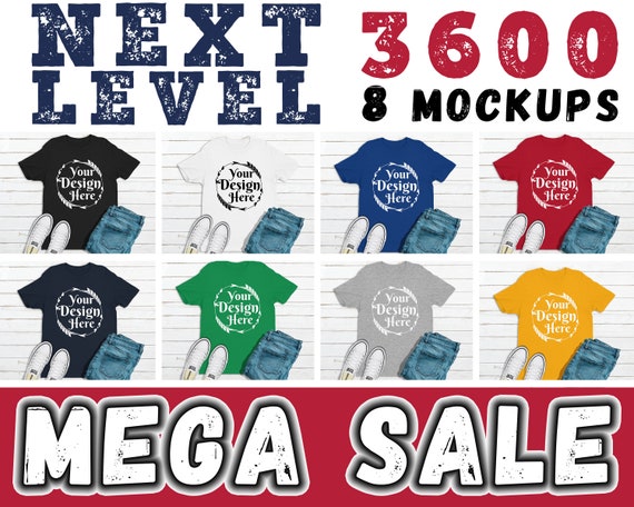 Bundle 8 Mockups Next Level 3600 Unisex T-Shirt Multi Bundle 8 Mockups Next Level 3600 Unisex T-Shirt Multi