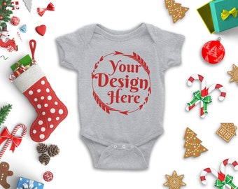 Download Christmas Styled Mockup Gray Baby Bodysuit Mockup Christmas Mockup Fall Styled Display Baby Mockup Winter Mock Up Digital Download Packaging Mockups Templates PSD Mockup Templates
