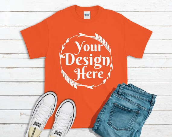 Orange T-Shirt Gildan Mockup 2000 Canvas Unisex Shirt Orange T-Shirt Gildan Mockup 2000 Canvas Unisex Shirt