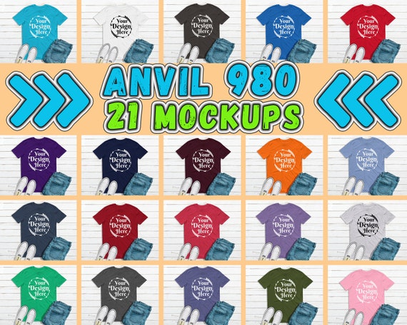 Mega Bundle 21 Mockups Anvil 980 T-Shirt Mock Mega Bundle 21 Mockups Anvil 980 T-Shirt Mock