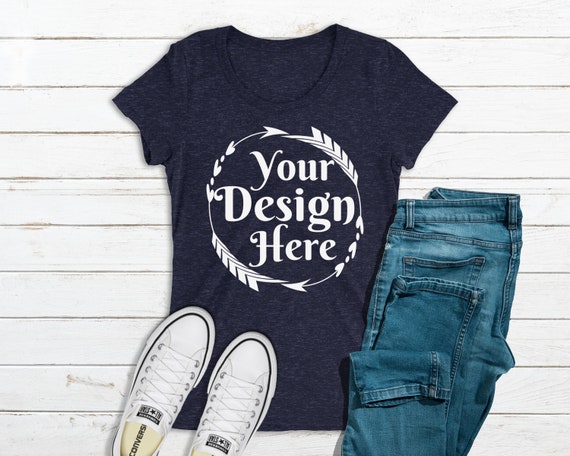 Bella Canvas 8413 Navy Triblend T-Shirt Mockup