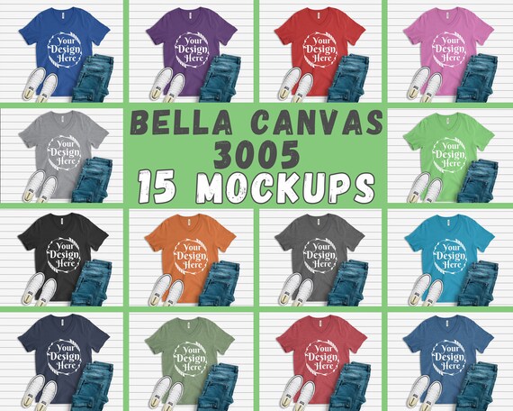 Mega Bundle 15 Mockups Bella Canvas 3005 Vneck Unisex
