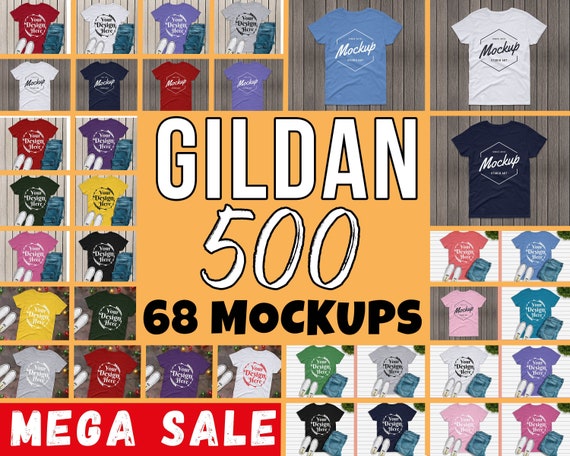 Mega Bundle 68 Mockups Gildan 500 Unisex T-Shirt Multi Mega Bundle 68 Mockups Gildan 500 Unisex T-Shirt Multi