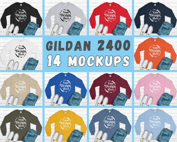 Mega Bundle 14 Mockups Gildan 2400 Long Sleeve Multi Mega Bundle 14 Mockups Gildan 2400 Long Sleeve Multi