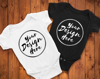 Download Blank White and Black Baby Onesie Mockup Fashion Design | Etsy