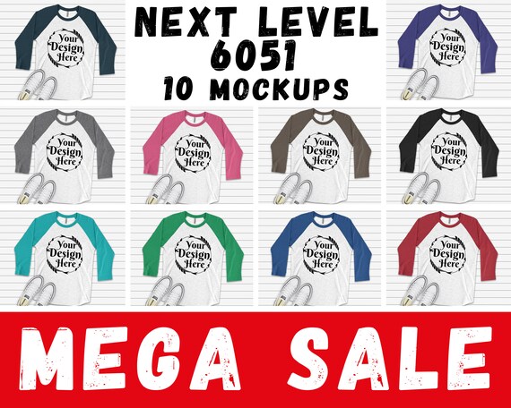 Bundle 10 Mockups Next Level 6051 Heather White Unisex