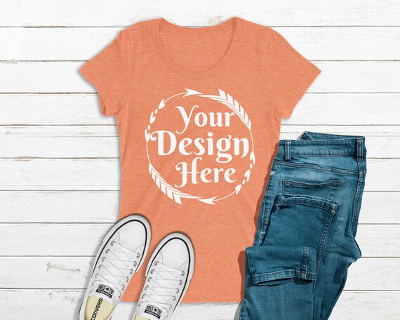 Bella Canvas 8413 Orange Triblend T-Shirt Mockup