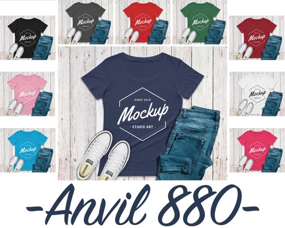 Bundle 11 Mockups Anvil 880 Shirt Mock Up Flat