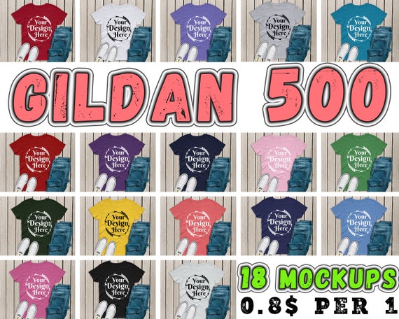 Mega Bundle 18 Mockups Gildan 500 Unisex T-Shirt Multi Mega Bundle 18 Mockups Gildan 500 Unisex T-Shirt Multi