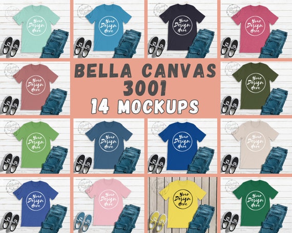 Mega Bundle 14 Mockups Bella Canvas 3001 Unisex T-Shirt