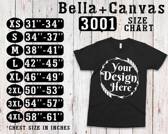 Bella 3001 Size Chart