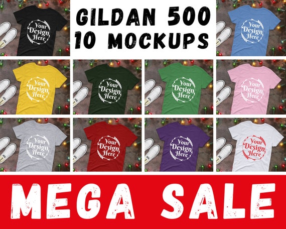 Christmas Bundle 10 Mockups Gildan 500 Unisex T-Shirt Multi