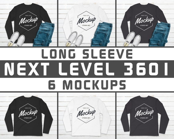 Bundle 6 Mockups Next Level 3601 Long Sleeve Mock