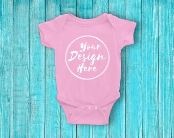 Download Blank Pink Baby Onesie Mockup, Fashion Design Styled Stock ...