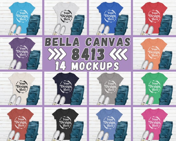Mega Bundle 14 Mockups Bella Canvas 8413 T-Shirt