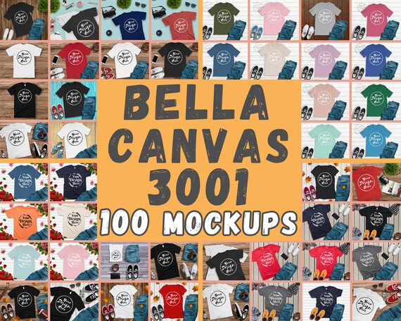 Bella Canvas 3001 T-Shirt Mockup Mega Bundle 100