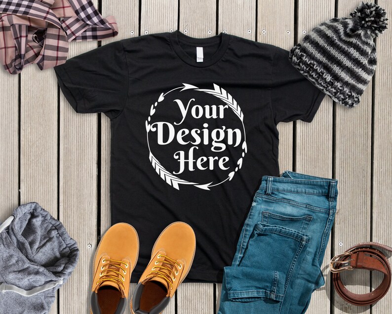 Bella Canvas 3001 Black Unisex T Shirt Mock Up T Shirt Mock Etsy