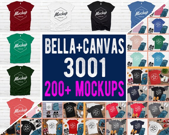 Bella Canvas 3001 T Shirt Mockup Mega Bundle 200 High Etsy