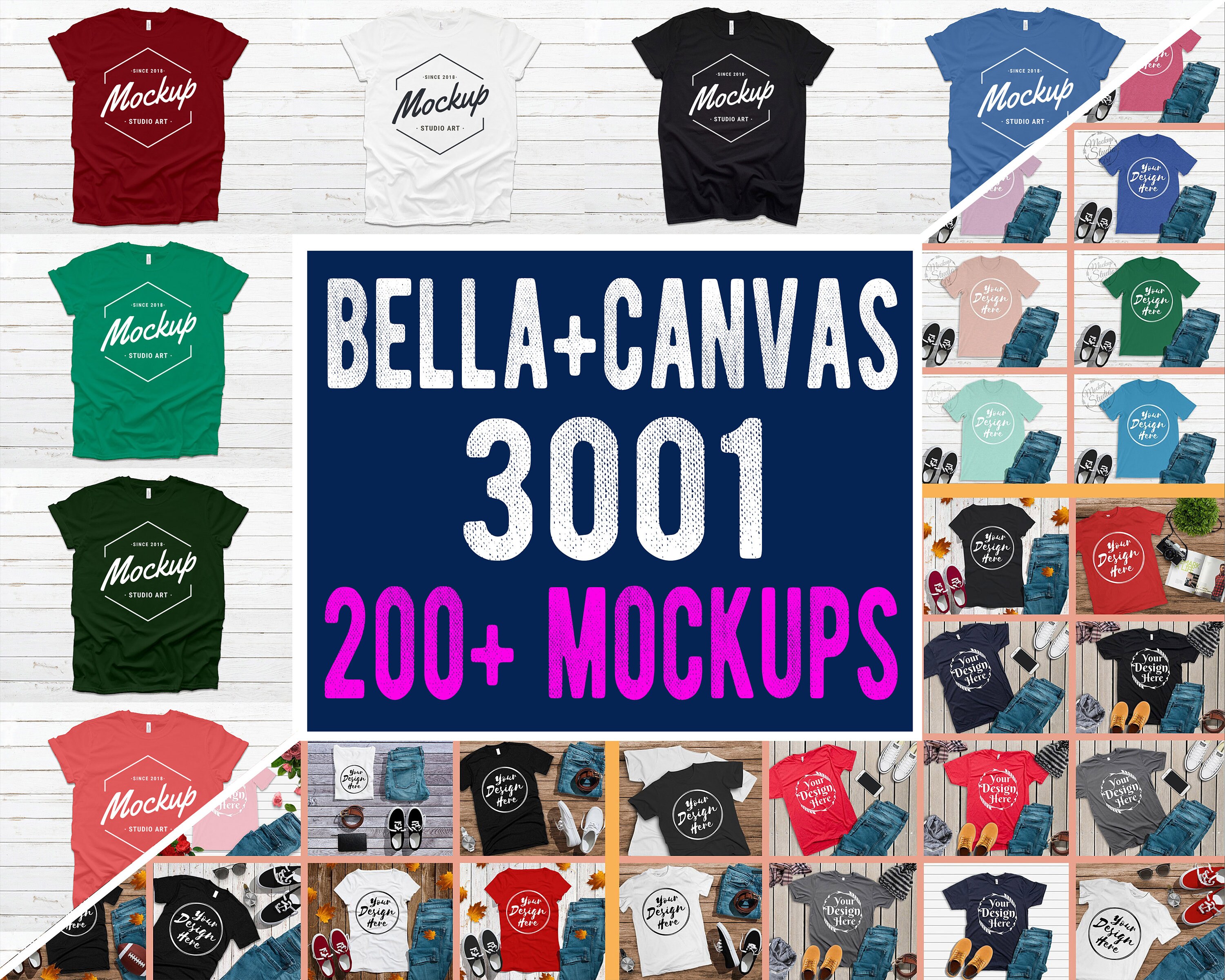 Bella Canvas 3001 T Shirt Mockup Mega Bundle 200 High Etsy