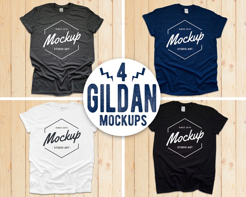 Download 4 Gildan Mockups Gildan 5000 Gildan 2000 Gildan 64000 Flat | Etsy