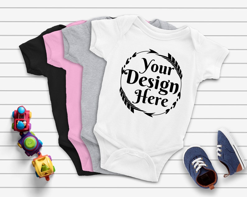 Download Blank White Black Pink and Grey Baby Onesie Mockup Fashion ...