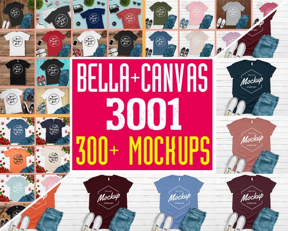Download Bella Canvas 3001 T Shirt Mockup Mega Bundle 300 High Etsy