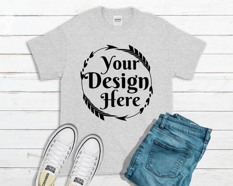 Download Ash T Shirt Gildan Mockup 2000 Canvas Unisex Shirt Grey T ...