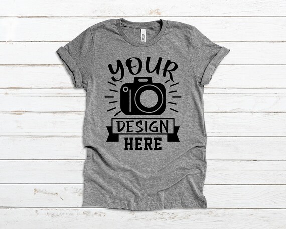 Bella Canvas 3001 Mockup Athletic Heather Tee Mock T Shirt Etsy