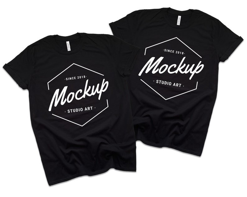 Family Couple Blank T-Shirt Bella Canvas 3001 Black Mock ...