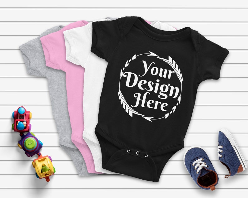 Download Blank White Black Pink and Grey Baby Onesie Mockup Fashion ...