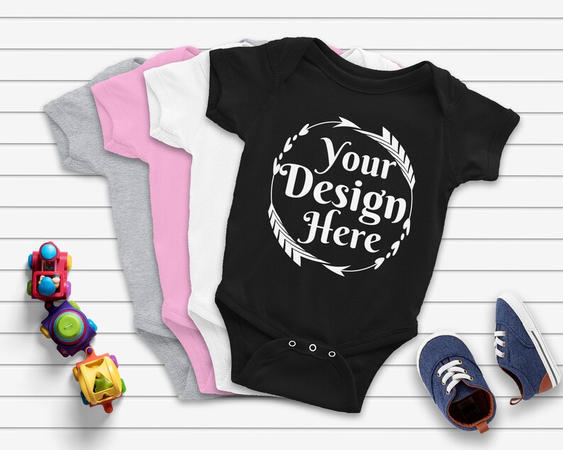 Download Blank White Black Pink and Grey Baby Onesie Mockup Fashion | Etsy
