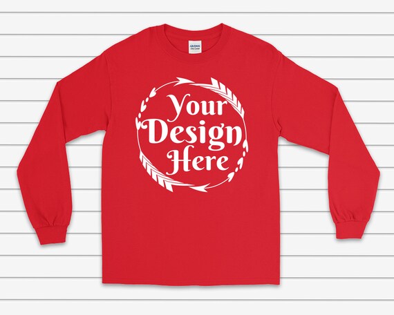 gildan long sleeve red shirt