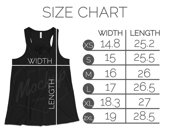 Bella Flowy Racerback Tank Size Chart