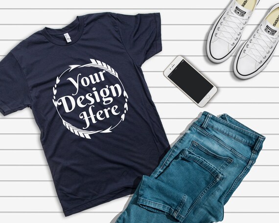 Bella Canvas 3001 Navy Unisex T Shirt Mock Up T Shirt Mock Etsy