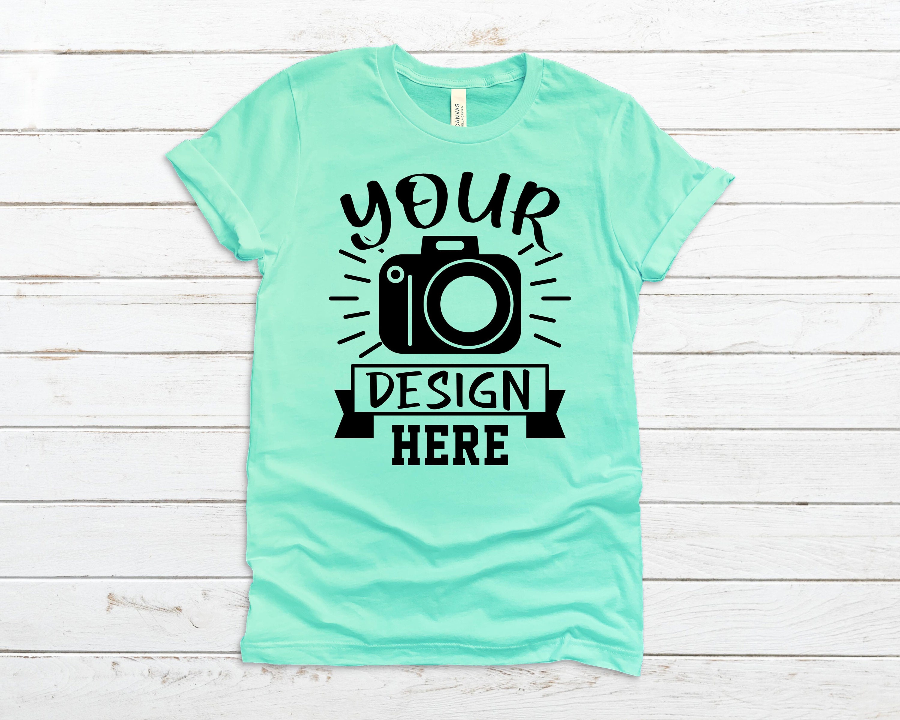 Download Bella Canvas 3001 Mockup Mint Tee Mock T Shirt Template Rolled Etsy
