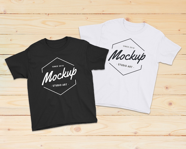 Couple Kids Shirt Mockup Black and White Kids T-shirt Mock ...