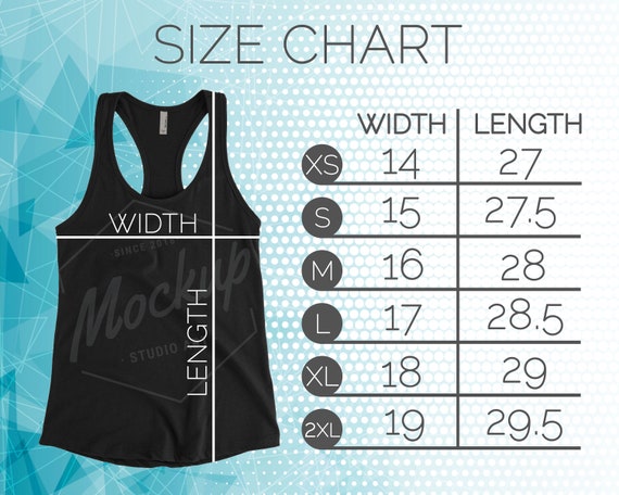 Next Level Tank Top Size Chart