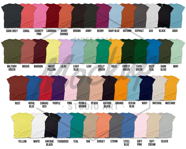 Download Bella Canvas 3001 Color Chart 2019 Updated Heathers Blends | Etsy