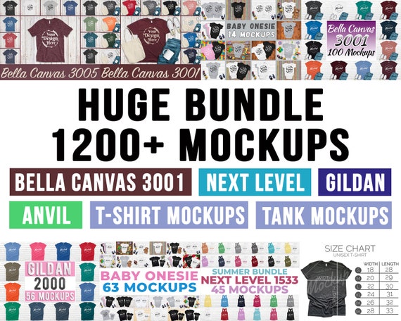 Download Huge Bundle Shirt Mockup Mega Bundle Bella Canvas Next Level Etsy