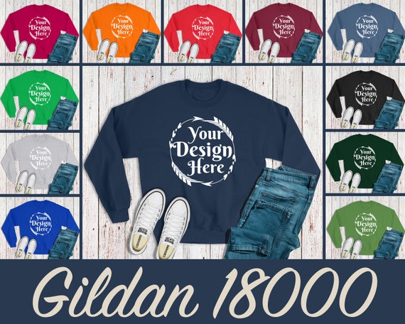 Mega Bundle 18 Mockups Gildan 18000 Heavy Blend Crewneck Etsy